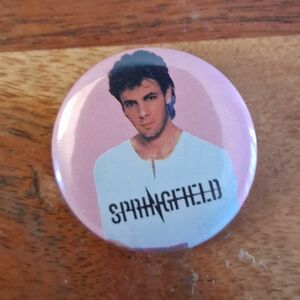 Pink Springfield Button Pin 1984 Vintage